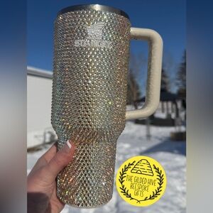 Glass Rhinestone Authentic 40oz Stanley Quencher 2.0 Tumbler in ‘Toasted Almond’